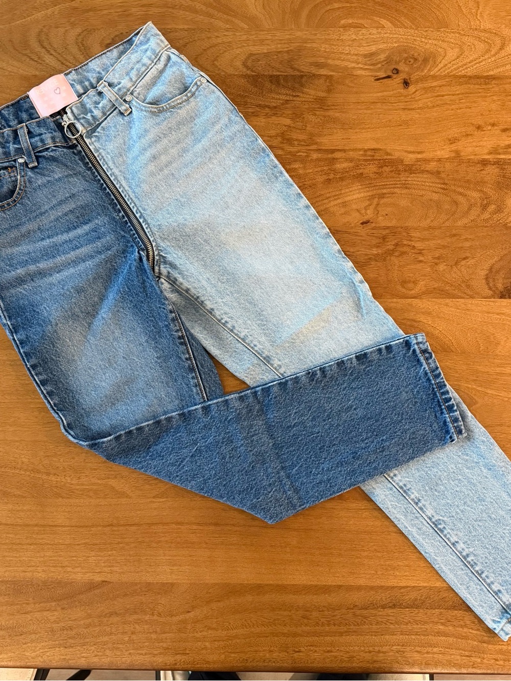 REVICE Two-Tone Light & Dark Blue Straight-Leg Jeans